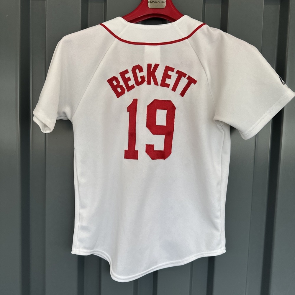 Boston Red Sox Josh Beckett #19 Authentic Jersey Home White Majestic Youth M